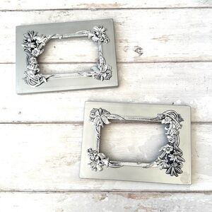 Silver Flower Photo Picture Frames Set of 2 Fits 5x7 Artwork or Photos